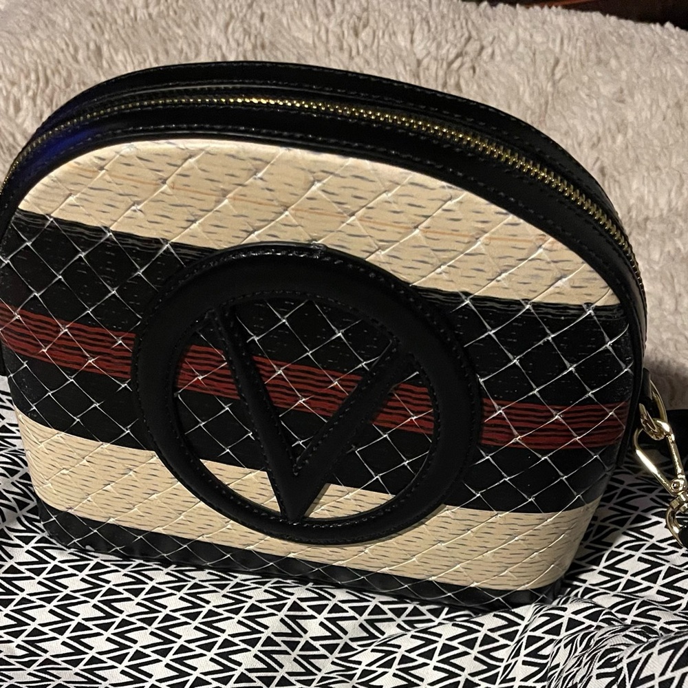 Valentino By Mario Valentino Diana Tresse Leather Crossbody, Black